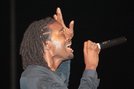 Trinidadian artiste, Positive, performs at the launch of Gospel Fest on Sunday.