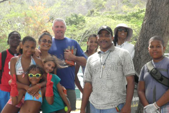 Members of the Shotokan Karate Club after they cleaned up Lower Bay Beach, Bequia.