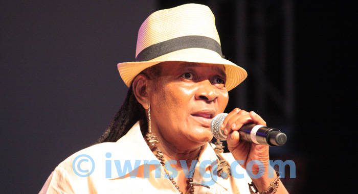 Former calypso monarch, Bridgette "Joy-C" Creese, performed Friday night, three days after suffering a stroke. (IWN photo)