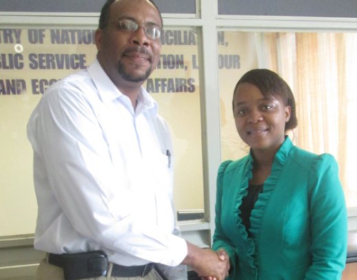 Chair of the National Reconciliation Advisory Committee, Pastor Stephen Ollivierre, left, and Leader of the Democratic Republican Party, Anesia Baptiste.