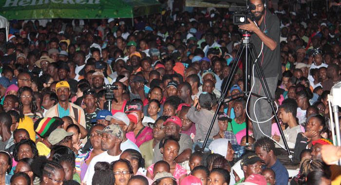 Thousands of persons at Nine Mornings in Kingstown in 2012. (IWN photo)