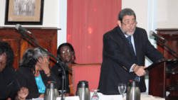 Prime Minister Dr. Ralph Gonsalves addresses the debate on Supplementary Appropriations Bill No. 4 of 2013 on Thursday, June 6, 2013. (IWN photo)