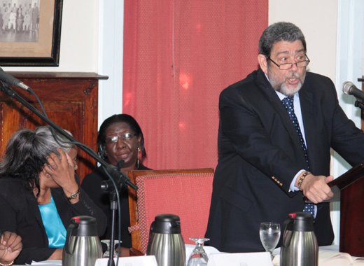 Prime Minister Dr. Ralph Gonsalves addresses the debate on Supplementary Appropriations Bill No. 4 of 2013 on Thursday, June 6, 2013. (IWN photo)
