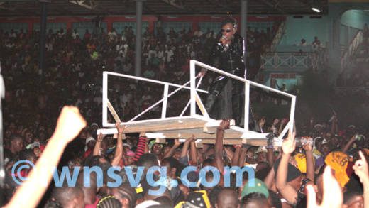 Fya Empress is carried above head as she begins her performance at Soca Monarch on Saturday, July 6, 2013.