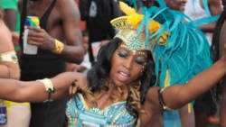 A masquerader dances in Kingstown on Tuesday evening, July 9, 2013, as carnival activities climax. (IWN photo) 