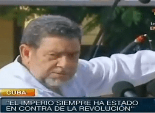 In this image, captured from a YouTube video, Prime Minister Dr. Ralph Gonsalves is seen as he spoke at celebrations in Cuba on Friday. 