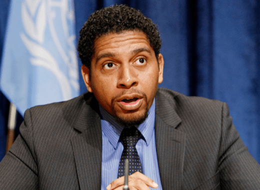 Camillo Gonsalves speaks at the United Nations. (Internet photo) 
