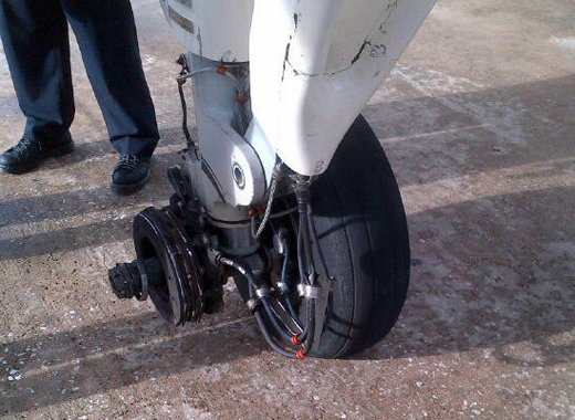 A photo of what LIAT describes as a main wheel failure on one of is aircraft on Monday.