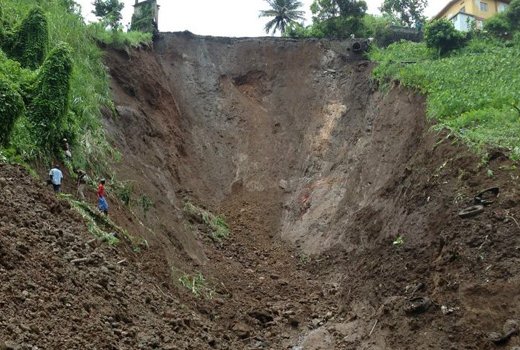 The road was damaged by a large landslide in September 2013. (Photo: CWSA)