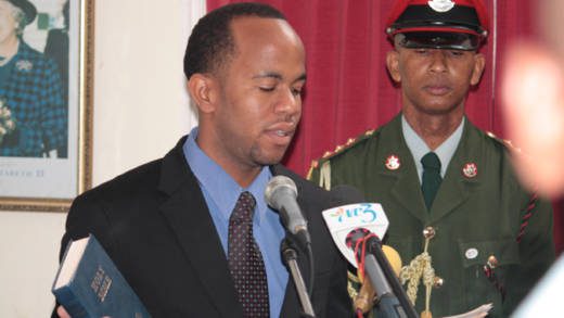 Sen. Luke Browne at the Swearing-in Ceremony on Monday. (IWN photo)