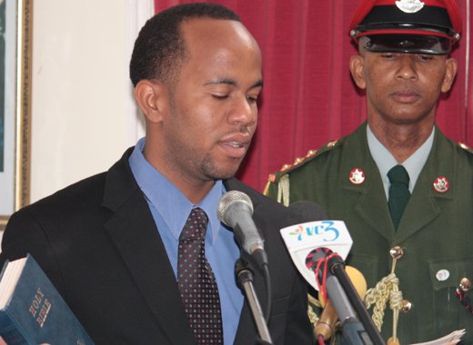 Sen. Luke Browne at the Swearing-in Ceremony on Monday. (IWN photo)