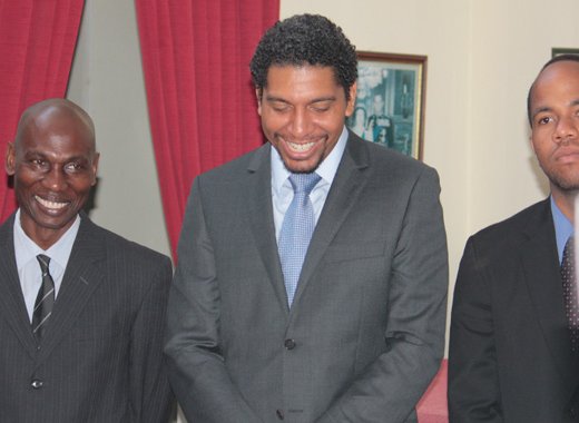 From left: Senators Jomo Thomas, Camillo Gonsalves, and Luke Browne. (IWN photo)