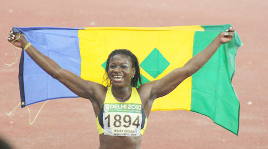Vincentian athlete, Natasha Mayers reacts after her race in 2010.