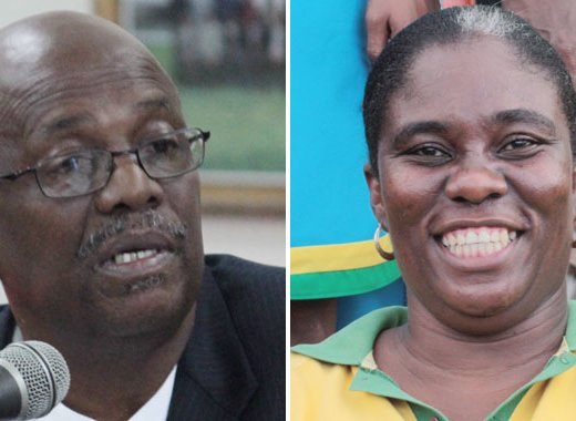 Former Opposition Leader, Arnhim Eustace, left, and his former secretary, Rishatha Nicholls. (IWN file photos)