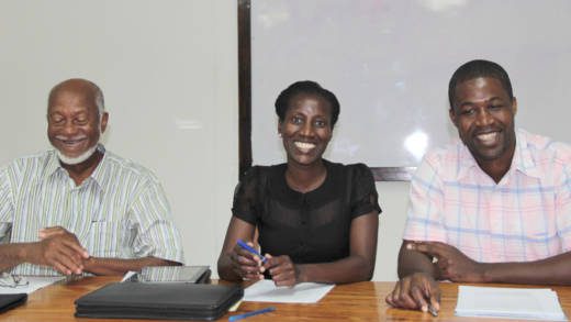 From left: PMC chairman, Oscar Allen and members Zita Barnwell and Ronnie Daniel speak at a press conference in January 2014. (IWN photo)