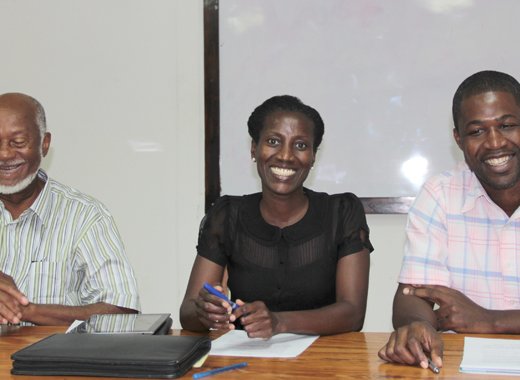 From left: PMC chairman, Oscar Allen and members Zita Barnwell and Ronnie Daniel speak at a press conference in January 2014. (IWN photo)