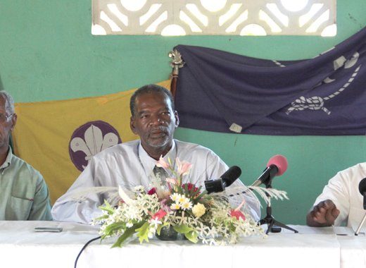 From left: Charles McIntosh, member of the Scouts Association 100th anniversary Committee, Bernard Joseph, 2nd Vice-President of the SVG Scouts Association, Morrison Baisden, President of the Scouts Association. (IWN photo)