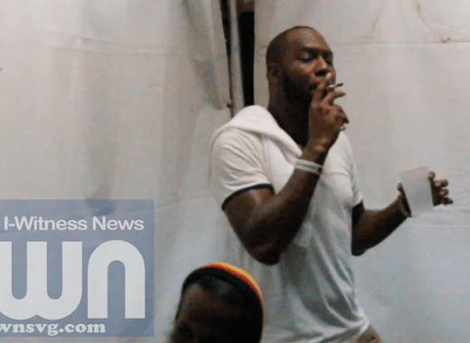 Trinidadian soca artiste Benjai, smokes weed before performing in St. Vincent on Saturday, Feb. 1, 2014. (IWN image)
