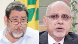 Prime Minister Ralph Gonsalves, left, and Pastor Clive Dottin. (IWN montage)