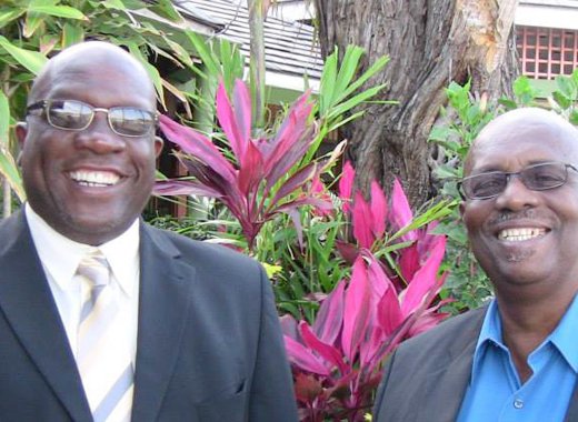 Team Unity Leader, Dr. Timothy Harris, right, and NDP Leader, Arnhim Eustace.  (Photo: NDP/Facebook)