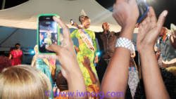 Unionites react as Miss Union Island Phillis Dembar is announced winner of Miss Easterval 2014. (IWN photo)