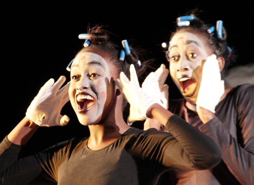 Two mimes perform at the launch of Gospel Fest in 2014. (IWN photo)
