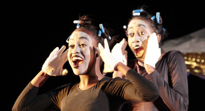 Two mimes perform at the launch of Gospel Fest in 2014. (IWN photo)
