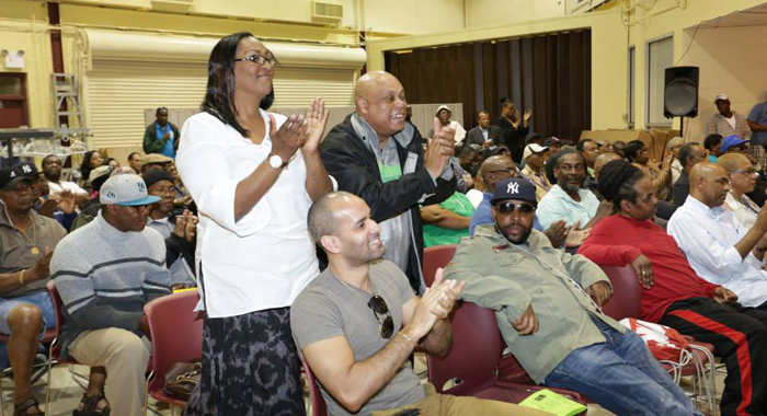 Persons react at the New Democratic Party town hall meeting in Brooklyn on Saturday. (Photo: NDP/Facebook)