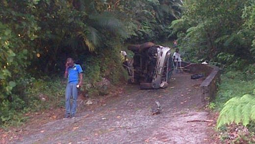 Gregory Jason Diazsuarez, 34, died when this vehicle overturned in Mount St. Andrew on Monday, Mat 26, 2014. (Photo: Rochelle Baptiste/Facebook)