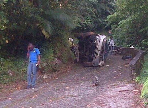 Gregory Jason Diazsuarez, 34, died when this vehicle overturned in Mount St. Andrew on Monday, Mat 26, 2014. (Photo: Rochelle Baptiste/Facebook)