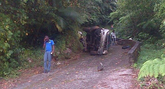 Gregory Jason Diazsuarez, 34, died when this vehicle overturned in Mount St. Andrew on Monday, Mat 26, 2014. (Photo: Rochelle Baptiste/Facebook)