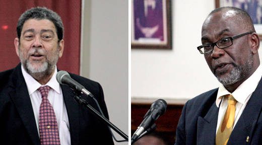 Prime Minister Ralph Gonsalves, left, and MP for Central Kingstown, St. Clair Leacock. (IWN file photos)