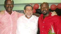 From left: Jerrol Thompson, Ralph Gonsalves, Carlos James. (Photo: Facebook) 