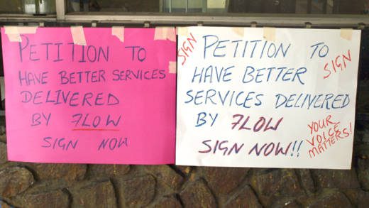 More than 1,000 persons have signed a petition demanding better service from FLOW. (Photo: Adriana King)