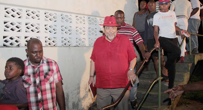 PM Gonsalves as he  exited the ULP South Leeward  Constituency Conference in July, where Williams nominated Thomas as the ULP's candidate for South Leeward. (IWN photo)