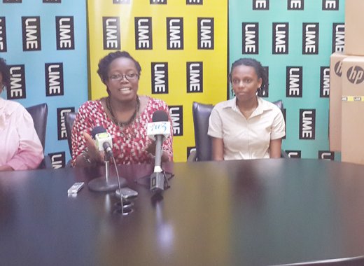 From left - Sharon Joseph -Principal  of Campden Park Technical Institute, Sharon Joseph, LIME Senior Marketing and Corporate Communications Executive, Nikala Williams, and Roslyn Hazlewood, tutor at the Barrouallie Technical Institute.