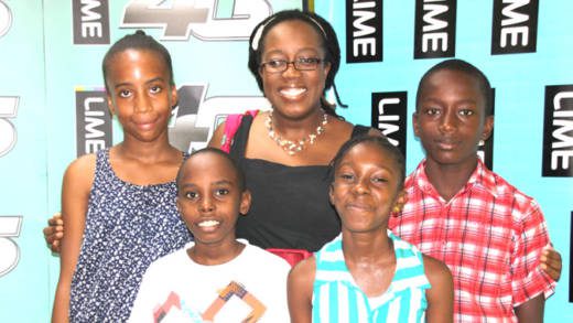 From left: Deandra Browne, Khalil DaSilva, Fayana Daniel and Jamarl Pope with Senior Marketing and Corporate Communications Executive of LIME, Nikala Williams.