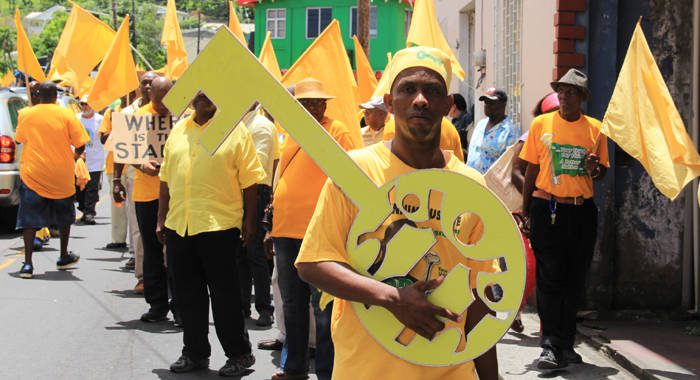 NDP supporters held their "Ring De Bell" protest march in Kingstown on Thursday. (Click for more photos)