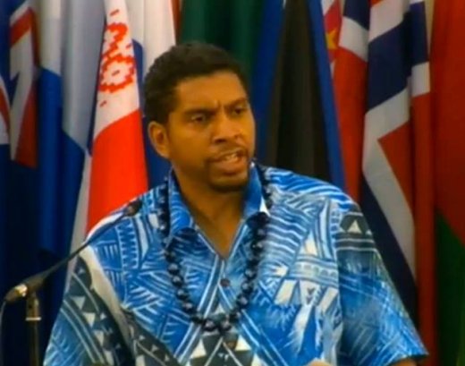 Sen. Camillo Gonsalves addresses the SIDS conference in Samoa. (Photo: Camillo Gonsalves/Facebook)