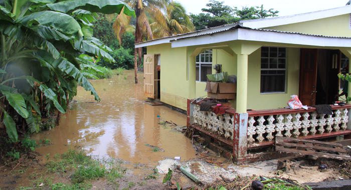 This house in Buccament Bay was flooded out on Saturday. It was also flooded out in the Christmas disaster. (IWN photo) 