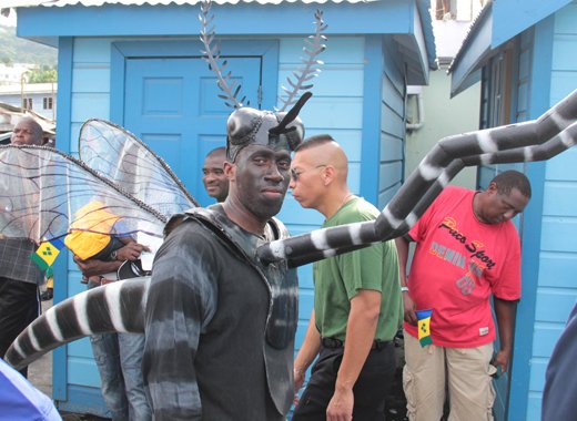 The Ministry of Healths chikungunya information mascot at the Independence parade on Monday. (IWN photo)