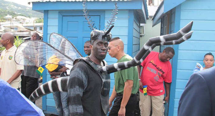 The Ministry of Healths chikungunya information mascot at the Independence parade on Monday. (IWN photo)