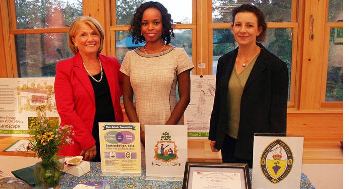 From left: Anita Botti, Ambassador La Celia Prince and Dukes county Manager Martina Thorton.