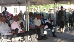 Ecuadorian soldiers and Vincentian government officials at the ceremony on Tuesday. (IWN photo)