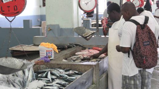 Fish on sale in Kingstown on Tuesday. Eustace wants efforts to reinstate fish exports to Europe. (IWN photo)