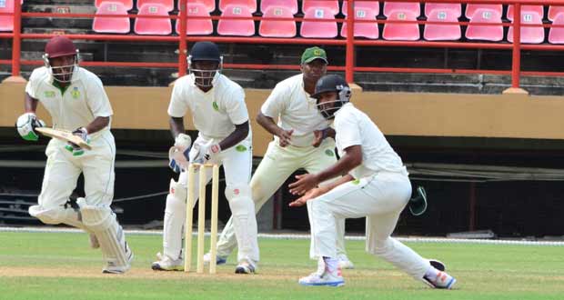 Sunil Ambris scores his maiden ton against the Guyanese.