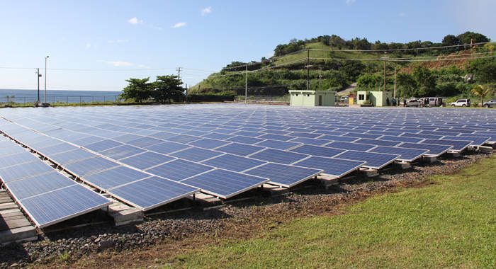 A solar farm in St. Vincent. Employment in the renewable energy industry increased by more than one million jobs in the last year. (IWN photo)