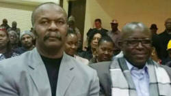 Winston Soso, left,  and Syril Scorcher Thomas at the town hall meeting on Sunday. (Photo: Facebook)