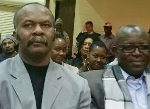 Winston Soso, left,  and Syril Scorcher Thomas at the town hall meeting on Sunday. (Photo: Facebook)