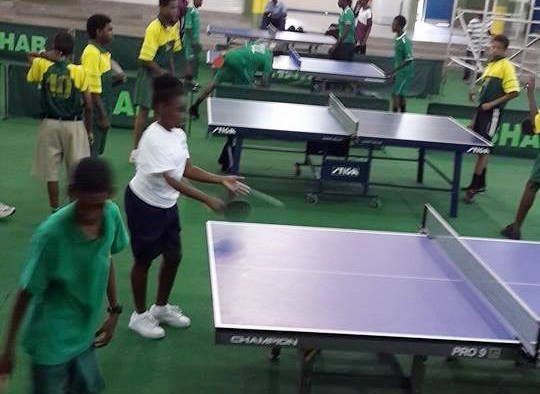 Action in the Secondary Schools Table Tennis competition at West St. George Secondary School. 